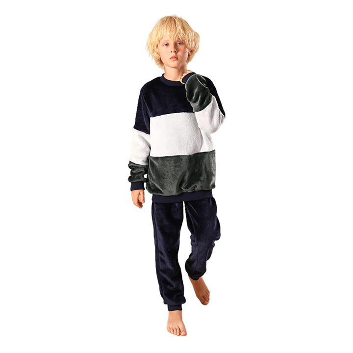 V.&GRIN Boys Girls Fleece Pajamas, Soft Cozy Pullover Sweatshirt Pants Set for Kids 7-16 Years